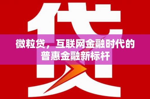 安义微粒贷，互联网金融时代的普惠金融新标杆