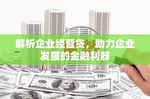安义解析企业经营贷，助力企业发展的金融利器
