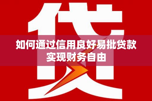 安义如何通过信用良好易批贷款实现财务自由