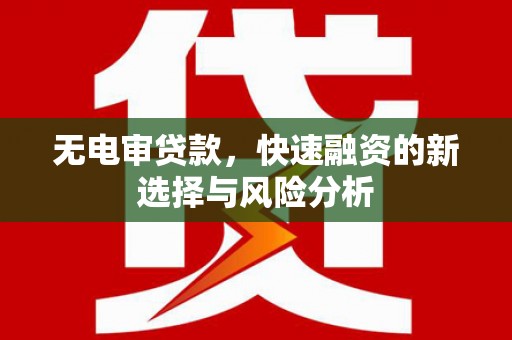 安义无电审贷款，快速融资的新选择与风险分析