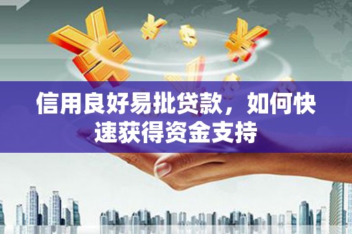 安义信用良好易批贷款，如何快速获得资金支持