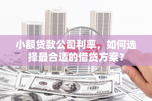 安义小额贷款公司利率，如何选择最合适的借贷方案？