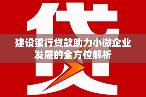 安义建设银行贷款助力小微企业发展的全方位解析
