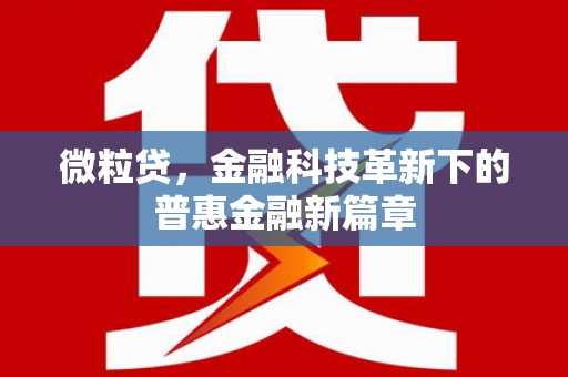 安义微粒贷，金融科技革新下的普惠金融新篇章